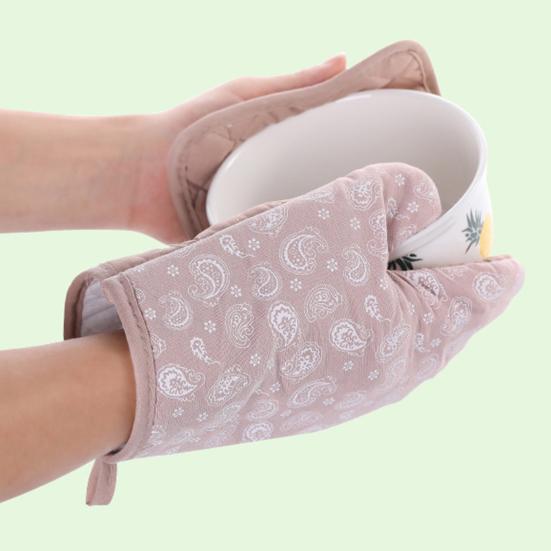2 Teile/satz Backen Fäustling Hitzebeständige Anti-verbrühungen Baumwolle Flachs Hand Schutz Topflappen Ofen Handschuhe für Esszimmer