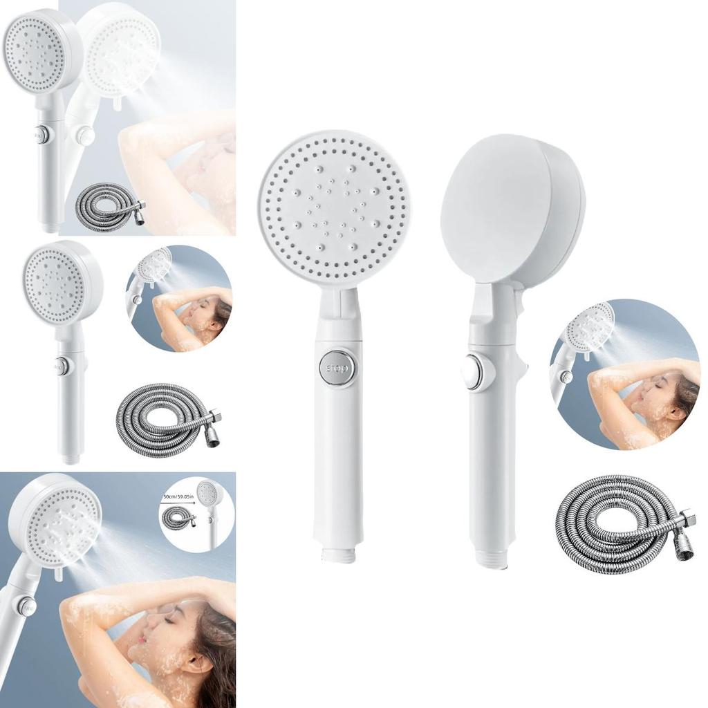 Abs Handheld Showerhead With Powerful Water Pressure And Five Spray Modes For Bathroom