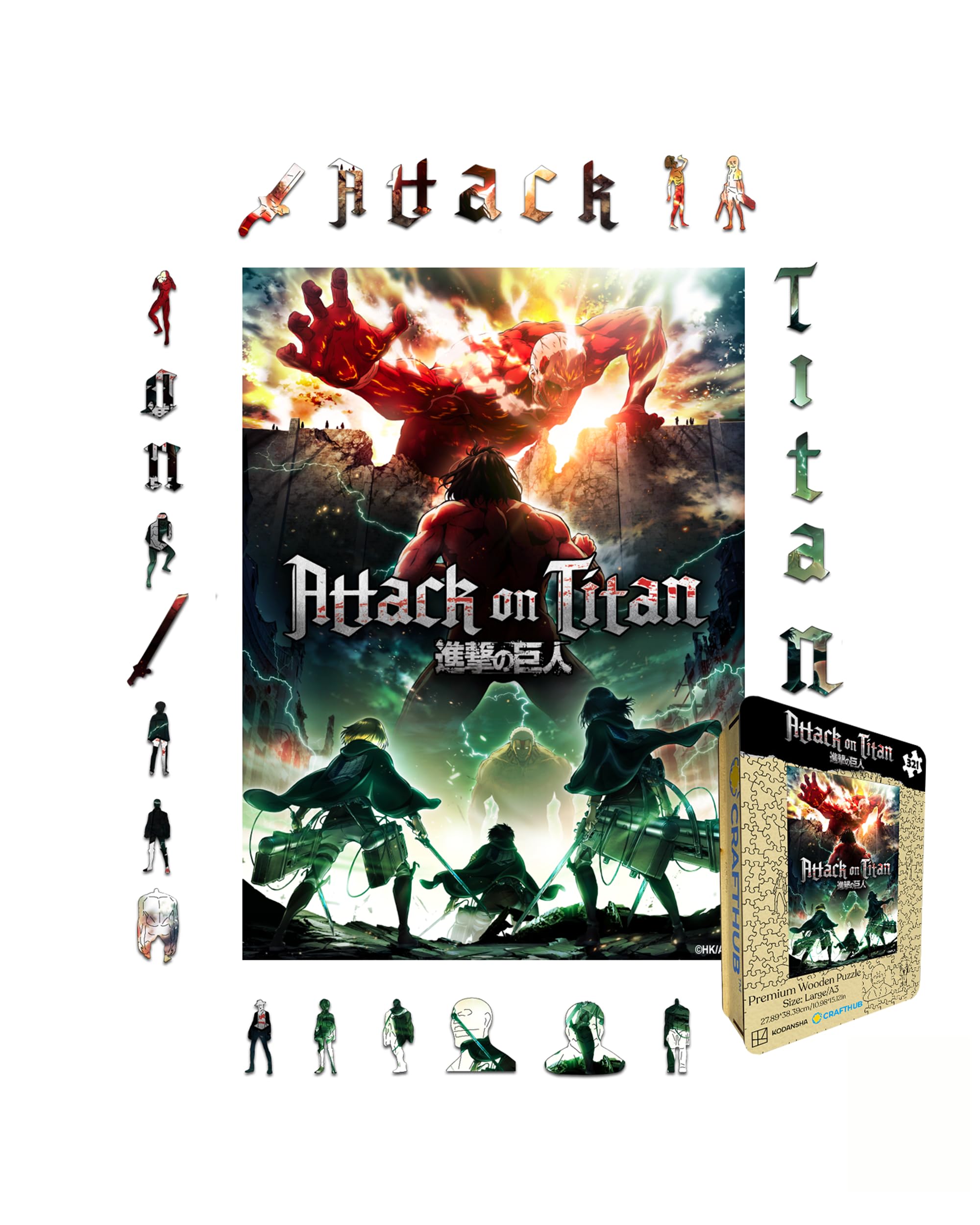

CRAFTHUB Attack on Titan Puzzle - Final Battle, Assault on Trost - Wooden Jigsaw Puzzle, 308 Pieces, A3 Size, 15.1 x 11 .