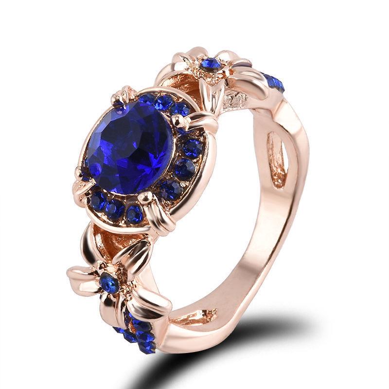 Rose Full Diamond Engagement Ring Gemstone Ring Jewelry Flower Ring Engagement Valentine's Day Gift