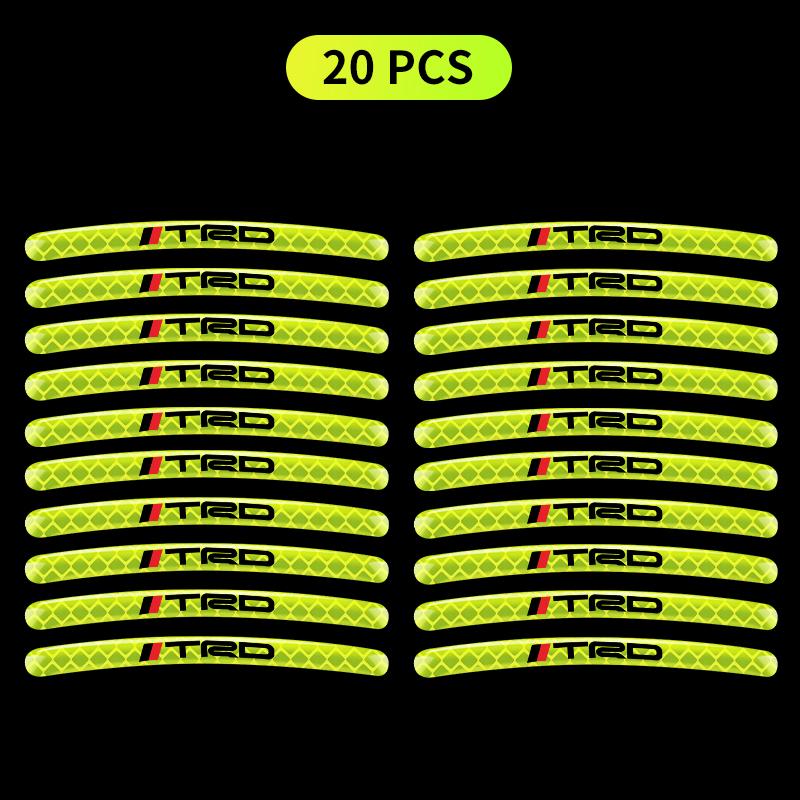 Car Wheel Tire Rim Hub Reflective Luminous Emblem Sticker Car Styling for Toyota TRD GR Gazoo Racing Corolla Yaris Chr Auris Rav4 Prius Prado Avensis