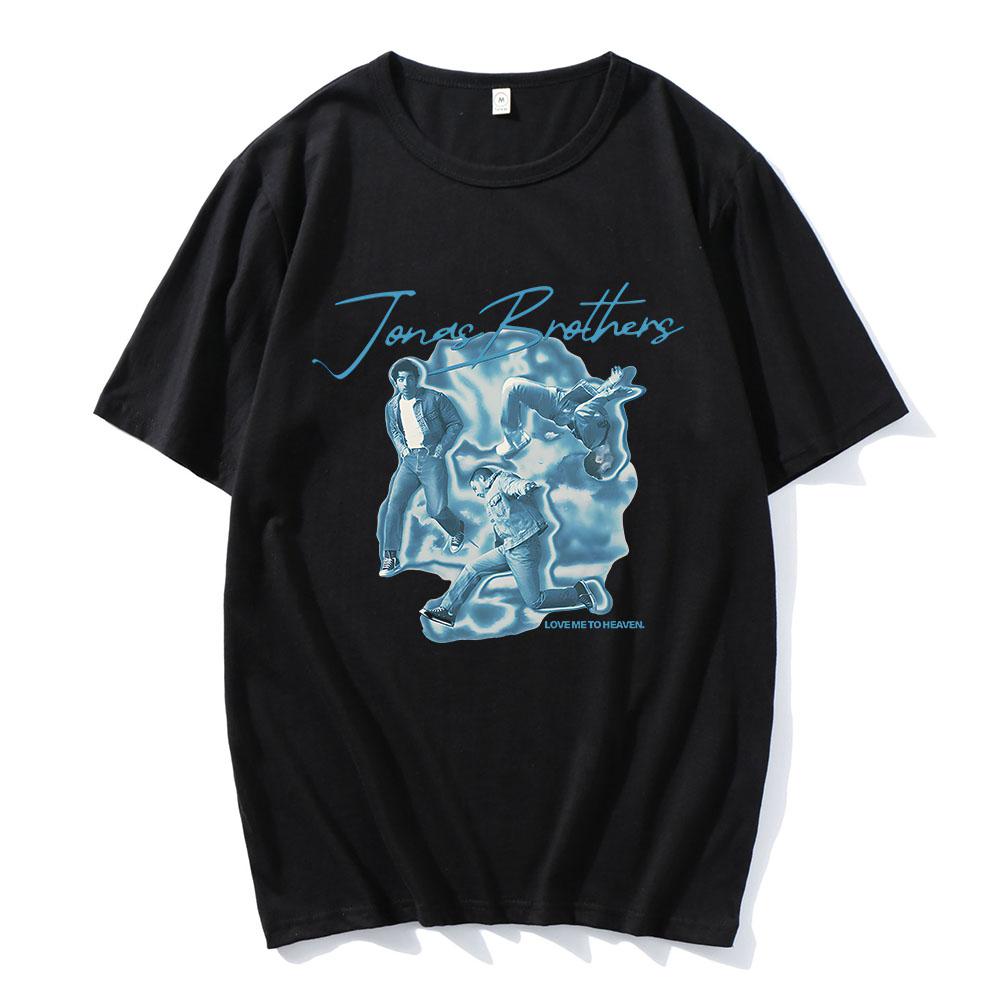 

Love Me To Heaven Blue Airbrush Tee Group JONAS BROTHERS Graphic T-shirt Summer Soft Unisex Streetwear Men Cotton Clothing XXL чорний