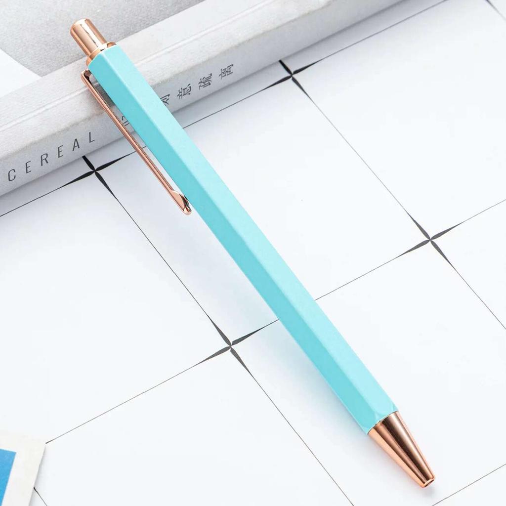 1 Piece Creative Ballpoint Hexagon Metal press Pen Stationery School Office Supplies