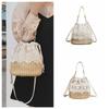 Bohemian Straw Shoulder Bag Flower Beach Handbag Portable Weave Tote Bag  Summer