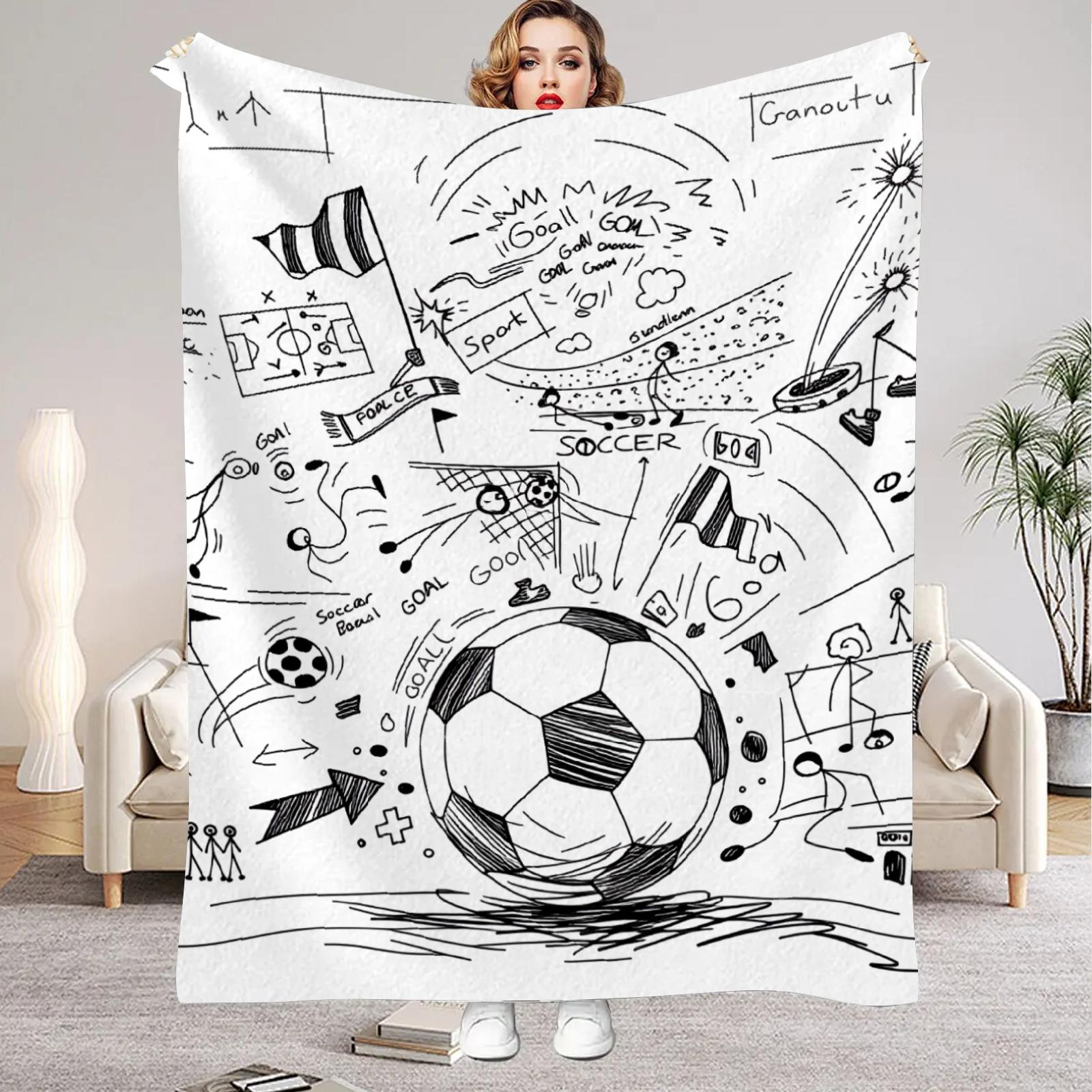 

1Pc Digital Printed Football Flannel Blanket Mattress Cover Blanket for Family BedsSofasOfficesOutdoor Camping 75x100cm (30x40inch)