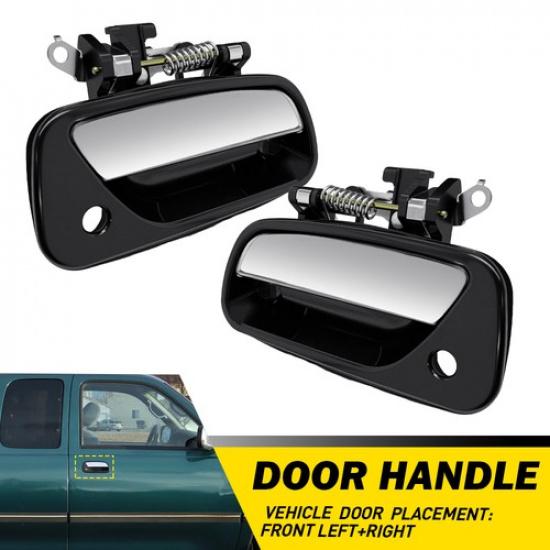 Exterior Door Handle Driver Passenger Side Chrome & Black For 93-98 Toyota T100
