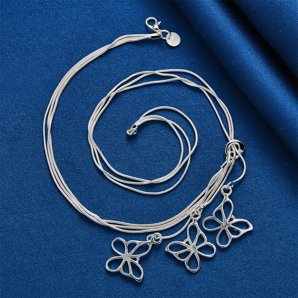 925 Sterling Silver Delicate Openwork Butterfly Necklace for Women, Fashionable Party and Wedding Jewelry