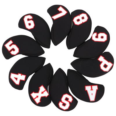 10PcsSet Number Golf Iron Head Cover Set Neoprene Golf Club Iron Protective HeadcoverBlack