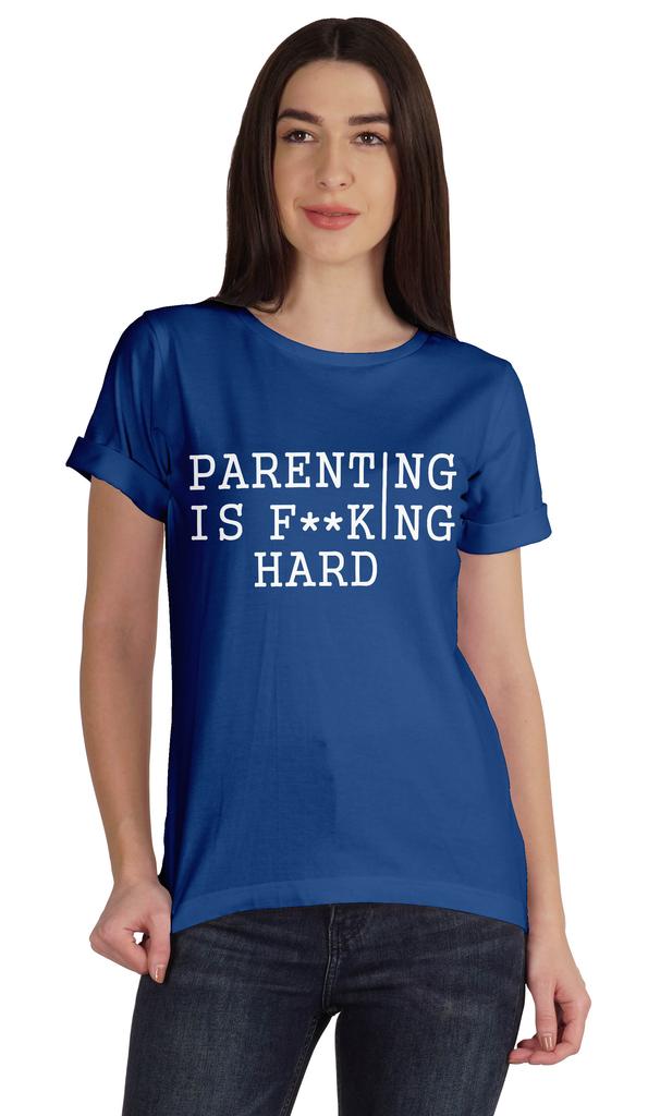 Inkmeso Scoop-Neck Parenting Is F**King Hard Graphic Tshirt Short Sleeve