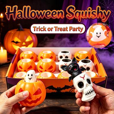 Halloween Pumpa Spöke Skalle Fladdermus Pop‑Up Sensorisk Klämleksak Mjuk Squishy Knåda Snabb Återstuds Skrivbords Fidget För Daglig Avslappning