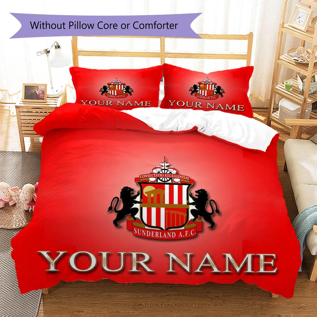 Sunderland A.F Custom Name Pattern Bedding,Quilt Set Quilt Cover Pillowcase Home Birthday Gift(1 * duvet cover + 2 * pillowcase, without core)