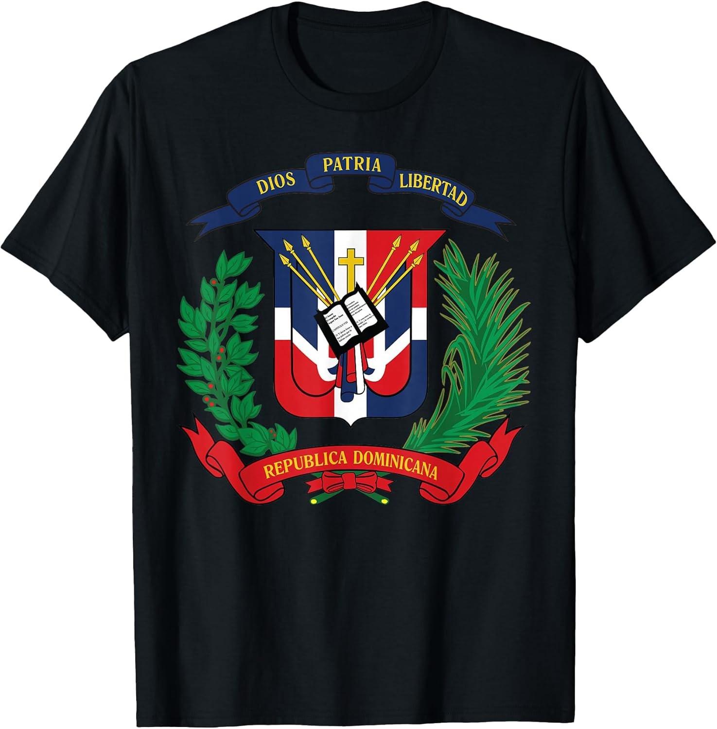 NEW LIMITED! Dominican Republic National Emblem Flag Tee - MADE IN USA M