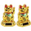 Gold & White Solar Waving Fortune Cat Ornament  Hotel Restaurant Display Piece