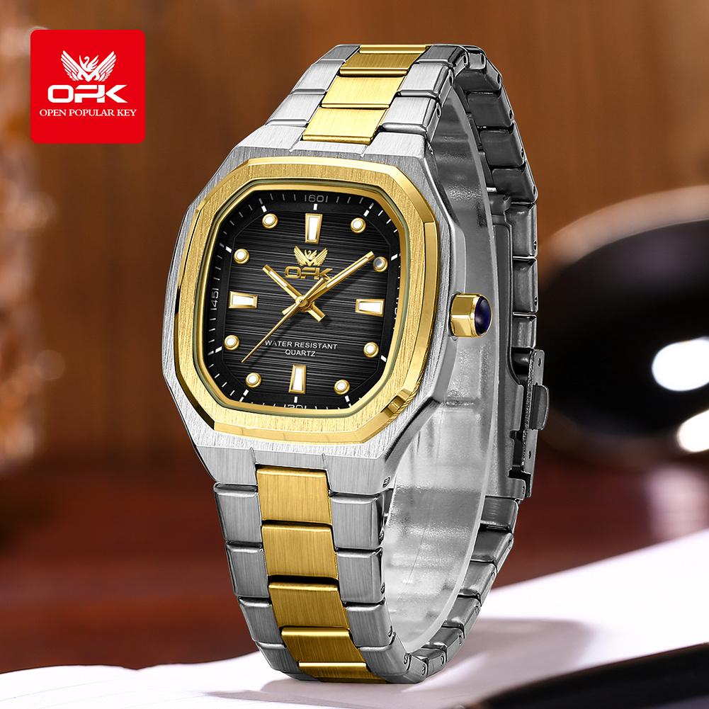 Mens Classic Analog Watch Octagon Square Case Quartz Movement Waterproof Luminous Wrist Watches