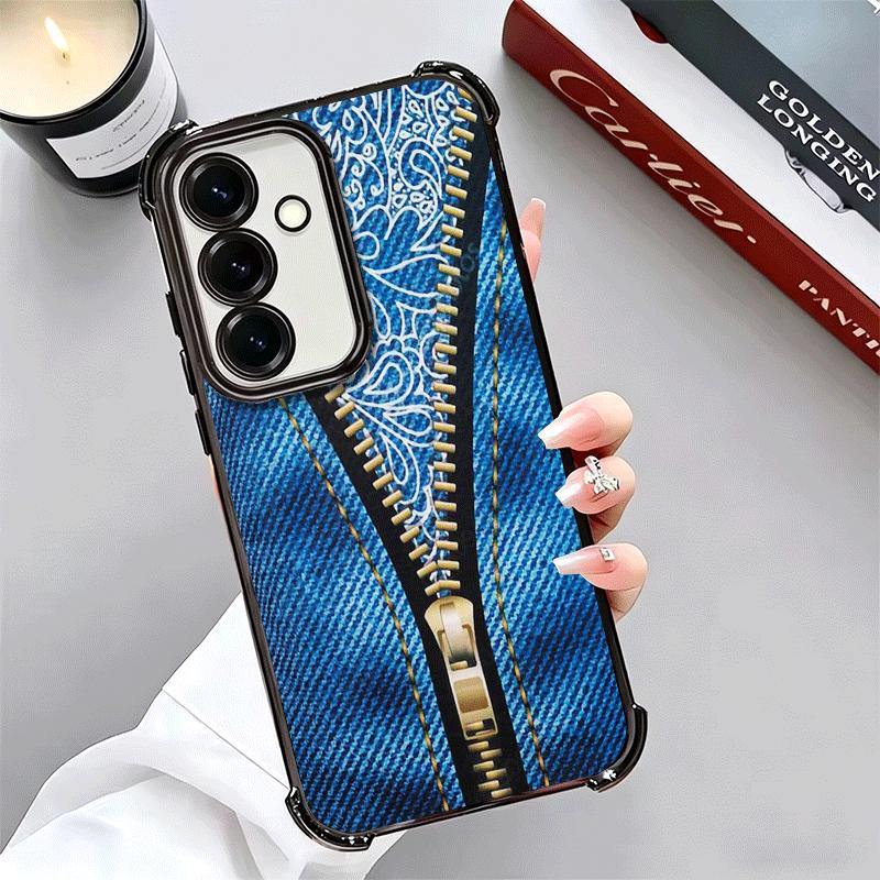 Retro Zipper Jeans Pattern Soft Phone Case For Samsung A17 A27 A07 A37 A57 A16 A56 A15 A55 A14 A54 A13 A53 A26 A36 A25 A35 A24 A