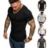 Lässiges Herren einfarbiges Kurzarm V-Ausschnitt Slim Fit Fitness T-Shirt Bluse Top