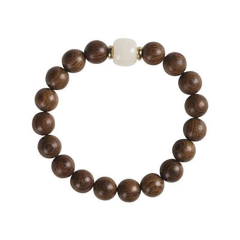 Xiaomi Sandalwood Bracelet for Men, Buddhist Bead Bracelet, Single-loop Wooden Bracelet, Imitation Bodhi Seed Bracelet for Meditation White pearl