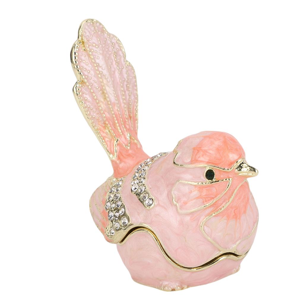 Bird Trinket Box Hinged with S Metal Enamel Jewelry Box Necklace Ear S Storage Birds Figurines Home Decor