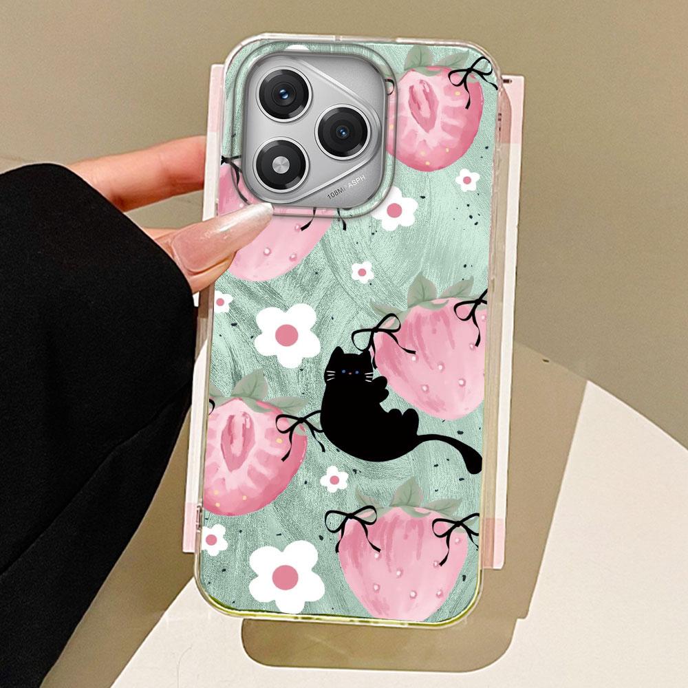 

Розовый Фруктовый Вишня Бабочка Перо Текстура Чехол для телефона для Honor 400 200 Smart Pro Magic7 6 5 Lite X9a X9c X8b X8a X8c X7c Чехол Honor 400 белый