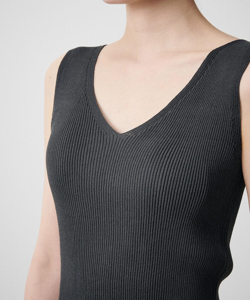 MUSINSA STANDARD WOMAN Women'S Ribbed V-Neck Knit Sleeveless Top [Dark Grey]