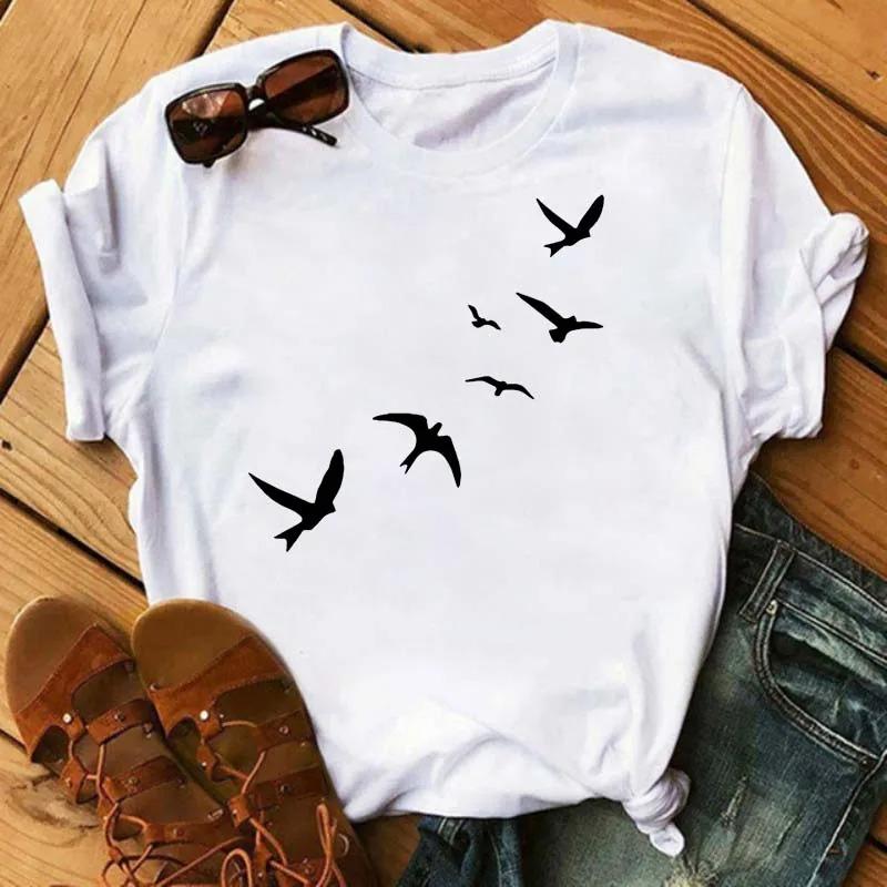 Watercolor Butterfly Heart Printed T Shirt New Women Black T Shirt Harajuku Cute Graphic Tee Shirt Ladies Casual FeUnisex Tops Tee
