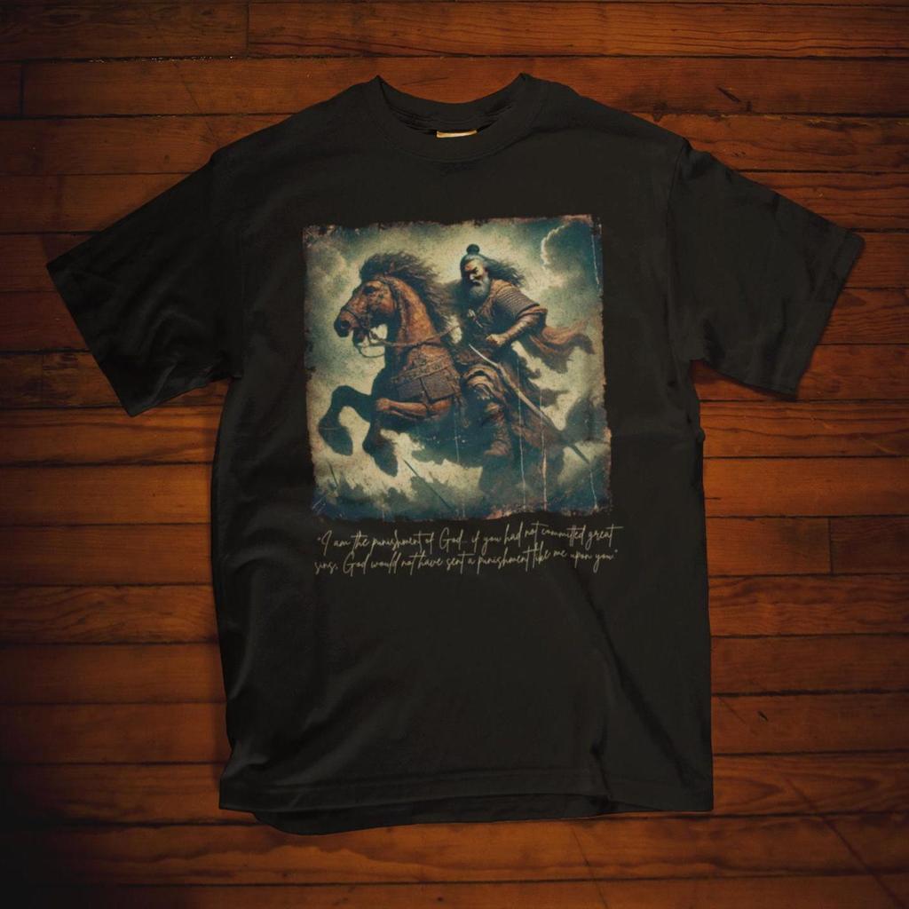 Genghis Khan Shirt Famous Quote T-Shirt "I am the punishment of God" Historical Warrior T-shirt Gift for Him Conqueror Shirt Leader Quote