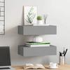 VidaXL Wall-mounted Shelves with Drawers 2 Pcs Grey 40x23.5x10 Cm MDF