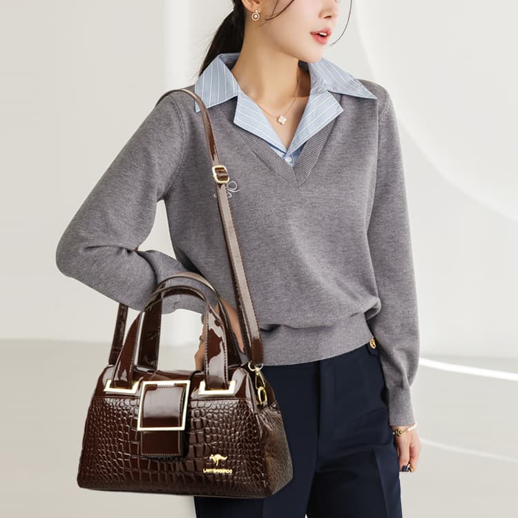 Glossy Boston Handbag One Shoulder Crossbody Women's Bag