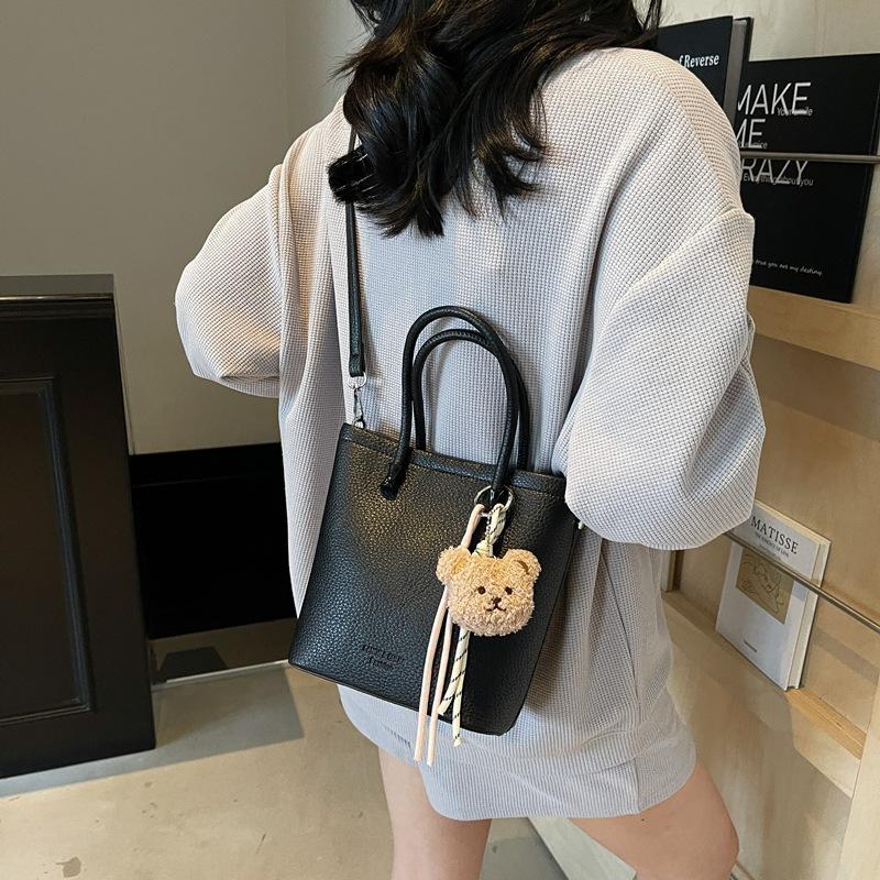 Lychee Pattern Portable Bucket Bag Women'S Simple Trend Shoulder Bag Foreign Style Versatile Messenger Bag