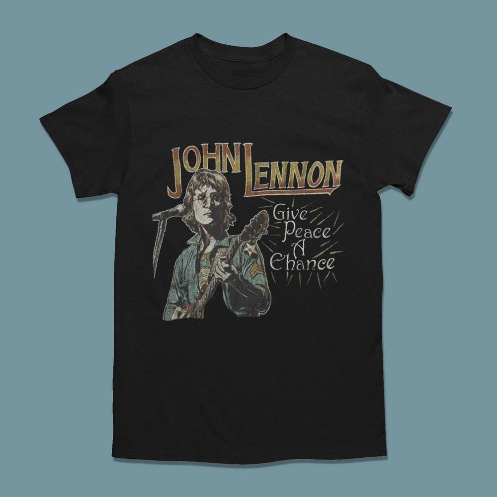 

Vintage John Lennon Give Peace A Ehance Short Sleeve Crewneck TShirt Unisex T-Shirt S