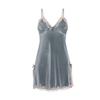 Women's Velvet Lace Warm Cami Sleep Dress with Robe Lounge Set