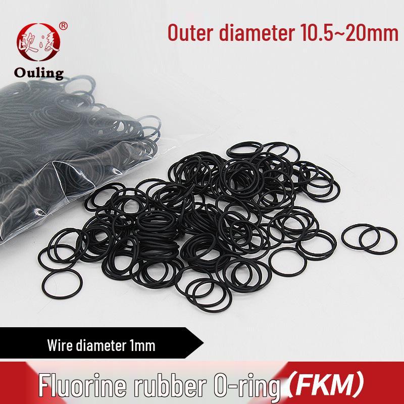 Black FKM O-ring, 10.5-20mm OD, 1mm thick OD 10*1mm (10 pcs) Black FKM O-ring