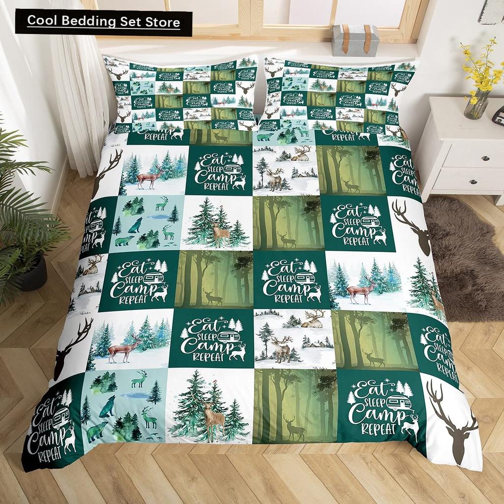 Camping Äventyr Kung Drottning Påslakan Utrustning Yxa Stock Sängkläder Set Lägereld Spade Täcköverdrag Polyester Täckeöverdrag