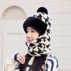1Pcs Winter Knitted Hat Scarf Mask One-Piece Plush Pompom Beanies For Women Outdoor Cycling Cap Ears Neck Protection Skiing Cap