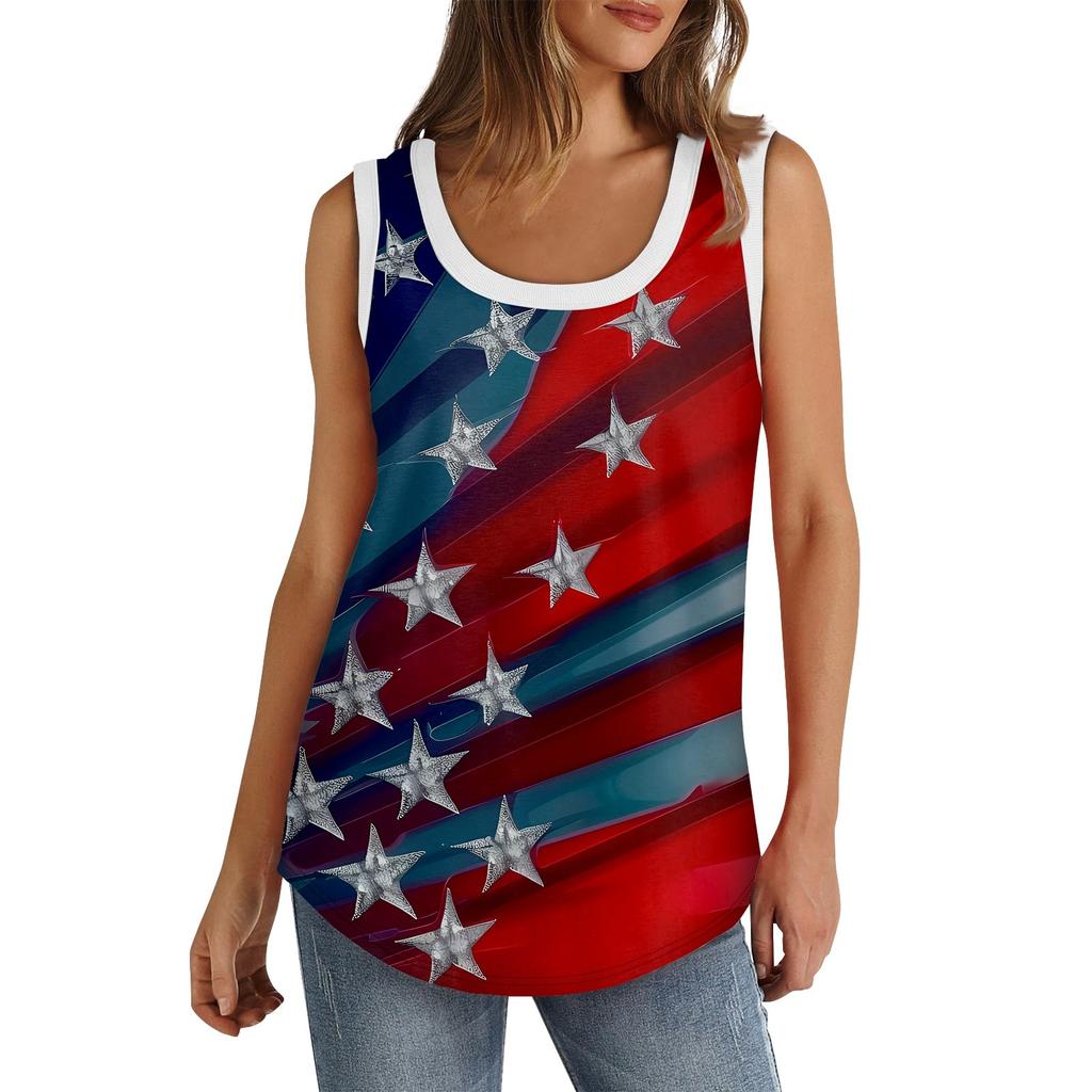 Débardeur pour femmes, col en U, basique, décontracté, fluide, sans manches, coupe latérale profonde, imprimé, hauts pour femmes