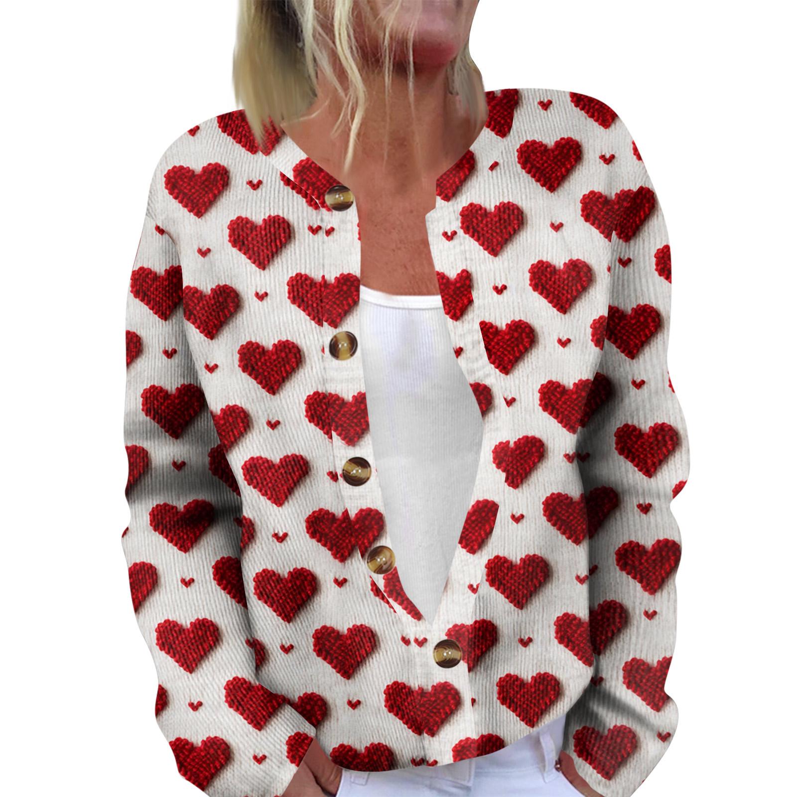 

Модный женский кардиган с длинными рукавами и принтом ко Дню святого Валентина XL арбуз красный