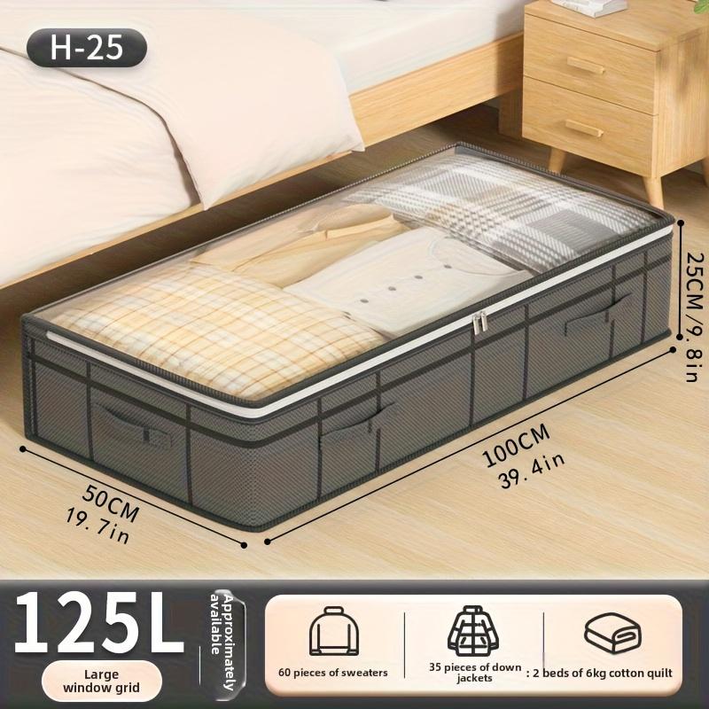 2pcs Extra Large Under-Bed Storage Boxes, Thick Dustproof Moisture-Resistant Organizer with Clear Lid, Space-Saving for Storage
