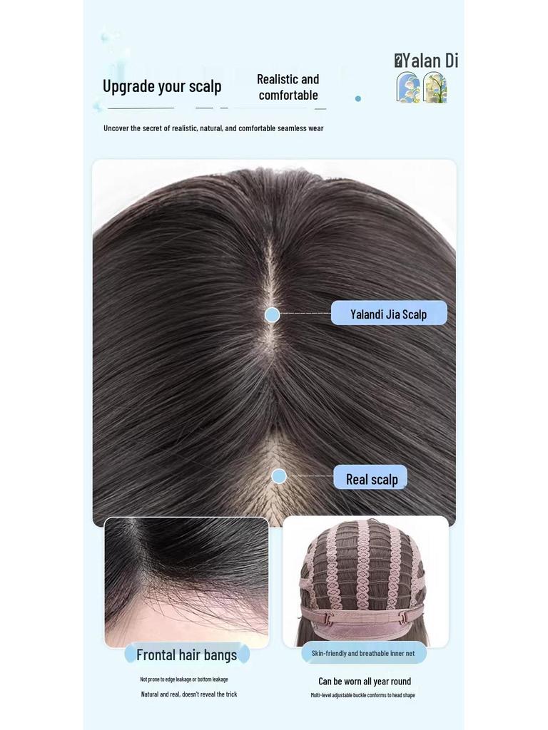 Natural-Look Long Curly Full Wig with Large Waves - Invisible Seamless Cap for Fluffy, Voluminous Coverage