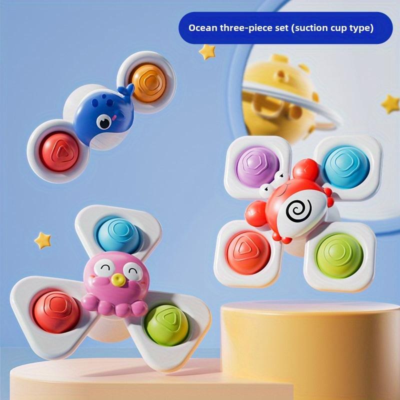 3pcs Colorful Cartoon Animal Suction Cup Spinning Tops  Fun Educational Toy for Kids, Perfect for Bath Time,Dining Table Bathroom Play,Great Halloween