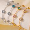 316L Stainless Steel Bracelet With Square And Heart Shape Zircon For Women No Tarnish Gold Silver Color Charm Women's Braccelets