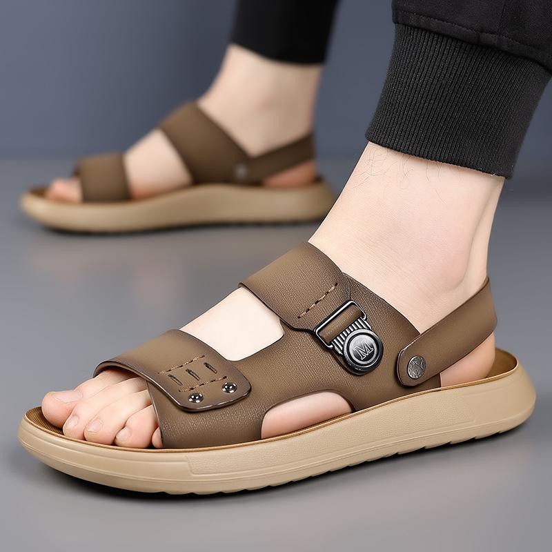 Fashion Summer New Men's Leather Sandals Luxury Open Toed Beach Sandals Men Outdoor Mens Shoes Breathable Male Slippers Casual Footwear