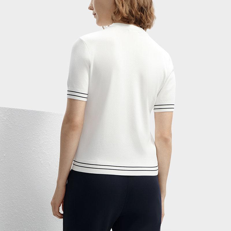 Fila Diamond Casual Round Neck Short Sleeve Knit Top Women Tops Steam-White F11W411404F-IV