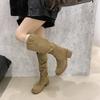Pleated pile boots 2025 new thick heel knight boots fashion temperament but knee boots thick sole fashion boots tide