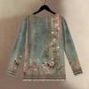 Women's Fashionable And Casual Shirt Long Sleeve Round Neck -color Cotton And Linen Blouse Top