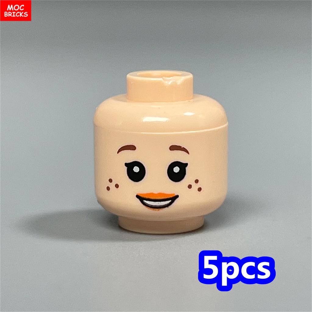 MOC Bricks Hollow Flesh Face Expression Head For 4cm Figure DIY Educational Building Blocks Toys For Children Gifts