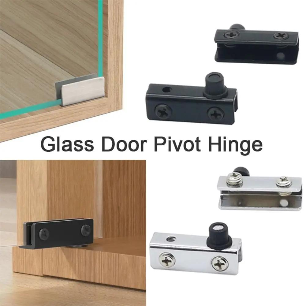 2Pcs Metal Glass Door Pivot Hinge Mirror Support Hook Accessories Concealed Hinges No Punching Multifunction Cabinet Clamp Hinge