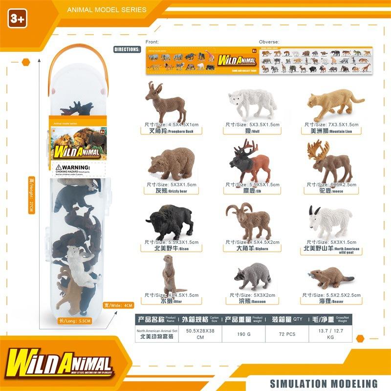 Simulace Mini Lesní Zvíře Severoamerické Zvíře Jihoafrické Zvíře Pravěké Zvíře Sada Modelů Sud Ozdoba Panenka