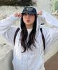 Yunibeoseugameonteu Chain Stitch Typographic Logo Washed Cap_Navy
