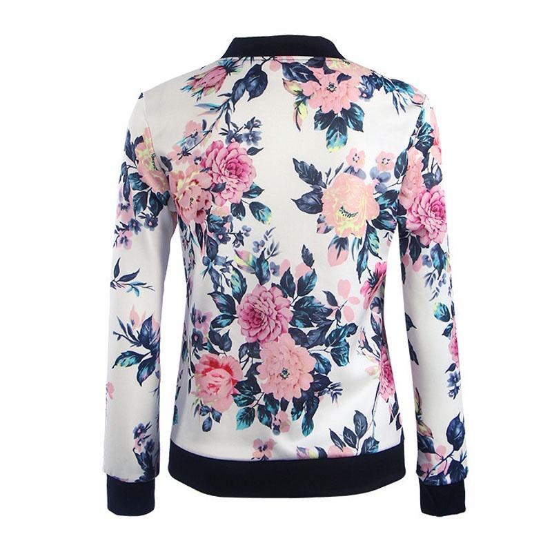 Stylish Women's Casual Floral Long Sleeve Baseball Jacket Coat For Everyday Wear