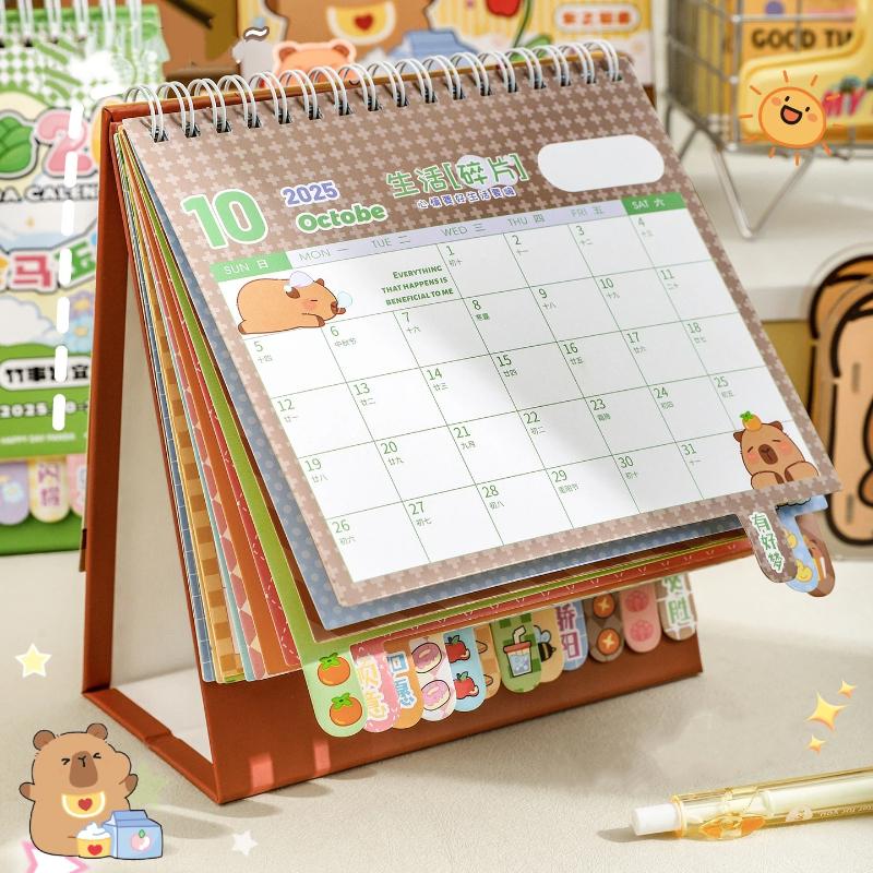 Portable Coil 2026 Desk Calendar Capybara/Panda Desktop Decoration Mini Calendar Schedule Planner Office School Supplies
